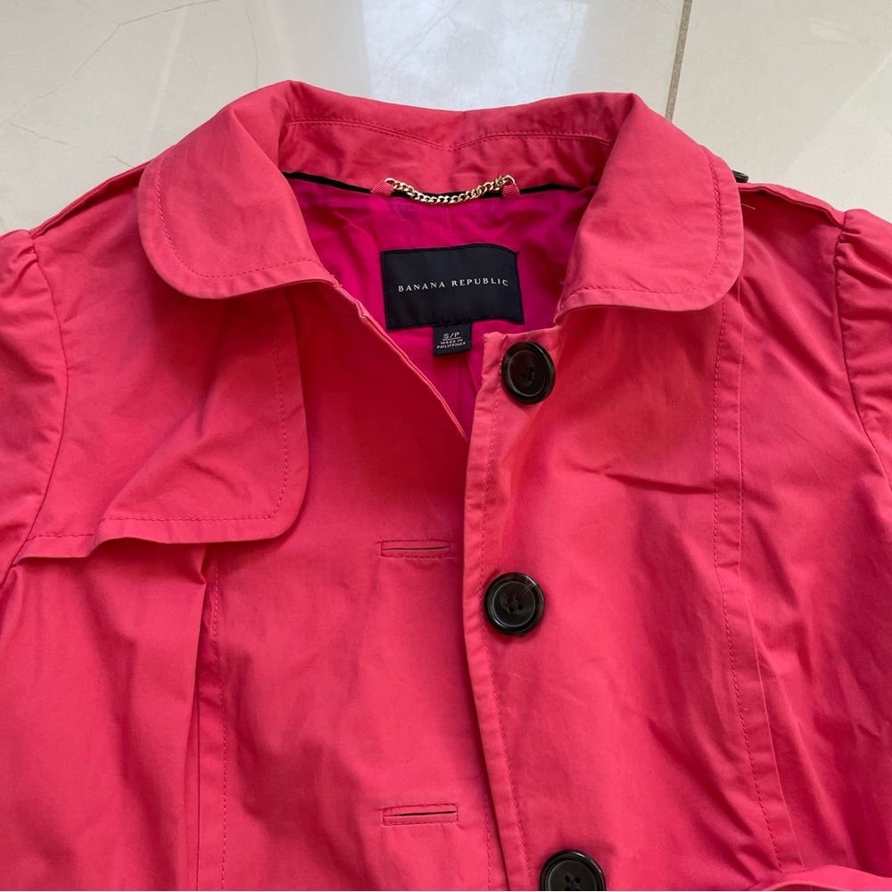 Banana Republic 3/4 Puffed Sleeved Barbie Pink Trench Coat